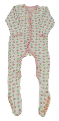 Bílo-zeleno-růžový vzorovaný overal s jablky Mothercare
