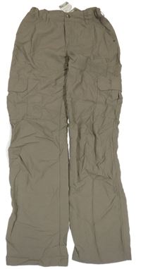 Nové - khaki lehké šusťákové kalhoty s kapsami Crane
