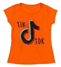 Neonově oranžové tričko s logem Tik Tok