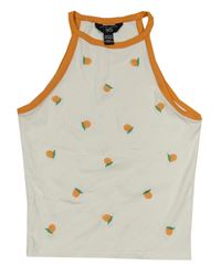 Bílo-oranžový crop top s pomeranči New Look