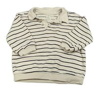 Bílo-tmavomodrá pruhovaná mikina s límečkem H&M