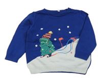 Modro-bílý svetr se stromem M&S