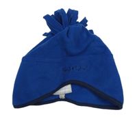 Tmavomodrá fleecová čepice s třásněmi