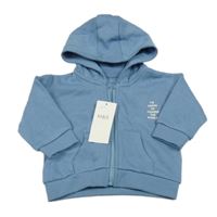 Nové - Modrá propínací mikina s nápisem a kapucí M&S