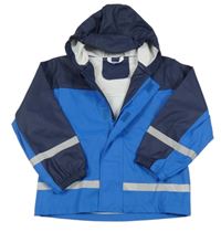 Tmavomodro-modrá voděodolná jarní bunda s kapucí 