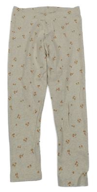 Béžové žebrované květované legíny Next