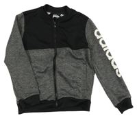 Černo-šedá melírovaná propínací thermo mikina s nápisem Adidas