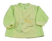 Zelená sametová propínací mikina s broučkem 