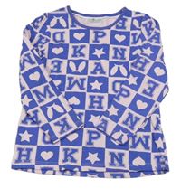 Růžovo-fialové vzorované kostkované triko s písmeny