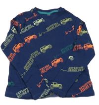 Tmavomodré triko s auty a nápisy M&S