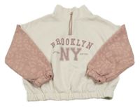 Smetanovo-růžová mikina s nápisy a leopardím vzorem George