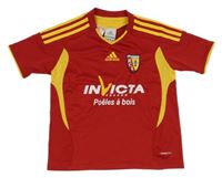 Červeno-žluté sportovní tričko s nápisy Adidas