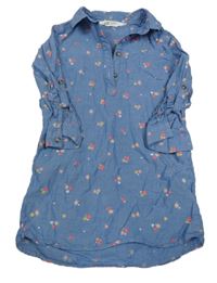 Světlemodré květované lehké riflové šaty H&M