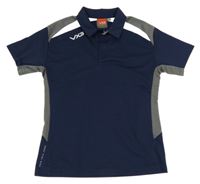 Tmavomodro-šedo-bílé polo sportovní tričko 