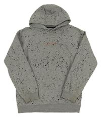 Šedo-černá mikina s fleky a nápisem a kapucí Urban