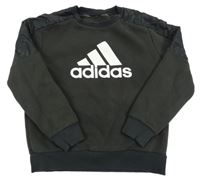 Antracitová mikina s logem a šusťákovými prvky Adidas