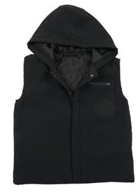 Černá šusťáková lehce zateplená vesta s kapucí George