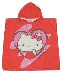 Jahodové osuškové pončo s Hello Kitty a kapucí 