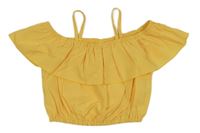 Žlutý crop top s volánkem Shein