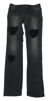 Šedé elastické skinny rifle se srdíčky Tezenis