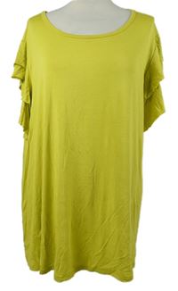 Dámské žluté volné tričko s volánky 