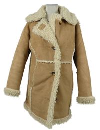 Dámský béžový semišový kabát s kožíškem Urban 