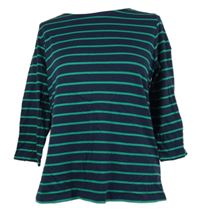 Dámské tmavomodro-zelené pruhované triko 