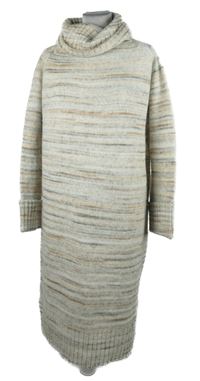 Dámské bílo-béžovo-modré melírované svetrové šaty s rolákem TU 