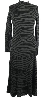 Dámské šedo-černé vzorované midi šaty 