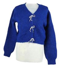 Dámský safírový crop svetr s mašličkami Reserved 