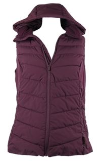 Dámský purpurová šusťáková zateplená vesta s kapuí C&A