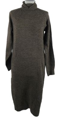 Dámské hnědé svetrové šaty s rolákem Up2Fashion 