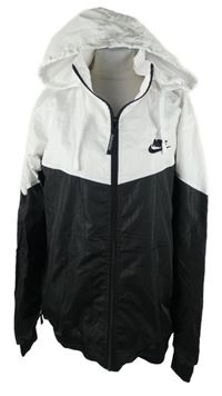 Pánská černo-bílá šusťáková sportovní bunda s kapucí Nike vel. 3XL