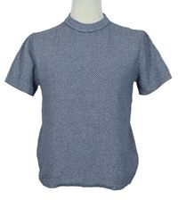 Pánské tmavomodré vzorované pletené tričko Zara 