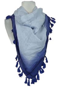 Dámský světlemodro-tmavomodrý šátek s třásněmi 