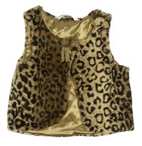 Hnědo-béžová chlupatá vesta s leopardím vzorem zn. H&M