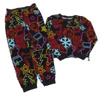 Červeno-černé fleecové pyžamo s obrázky zn. Next