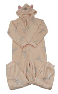 Světlerůžová chlupatá kombinéza - jednorožec George