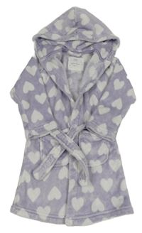 Fialový chlupatý župan se srdíčky a kapucí F&F