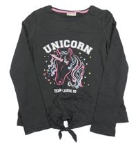 Tmavošedé crop triko s jednorožcem Matalan