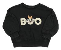 Černá oversize mikina s nápisem a Minnie Disney