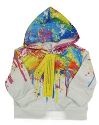 Nové - Bílo-barevná mikina s kapucí Shein