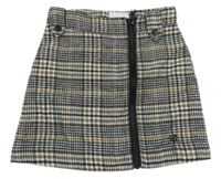 Černo-bílo-hnědá vzorovaná sukně D-zine