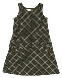 Khaki-černo-bílé kárované šaty Zara