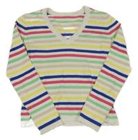 Smetanovo-barevný pruhovaný svetr 