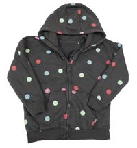 Šedá propínací mikina s barevnými puntíky a kapucí George