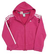 Fuchsiová propínací mikina s kapucí zn. Adidas