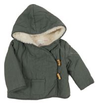 Khaki zateplená bunda s kapucí Zara