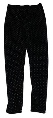 Černé sametové puntíkaté legíny F&F