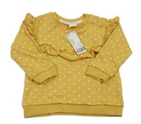 Nové - Okrová puntíkatá mikina s volánky H&M